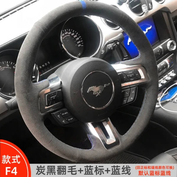 DIY handsydd högkvalitativ halkfri mockarattstyrningshölje för Ford Mustang 2015-2019 Mustang GT 2015-2019 style 9
