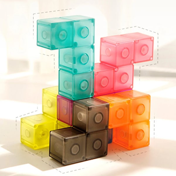 Magnetisk Ruban Kub 3D Twist Byggklossar Pussel Kub Klassrum Speed Cube För Barn Clear