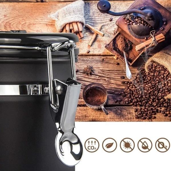J-Moose Lufttät Kaffeburk - Bevarar Kaffe Och Alla Dess Smaker 1,8L Rostfritt Stål - Med Datumstämpel Och Sked444
