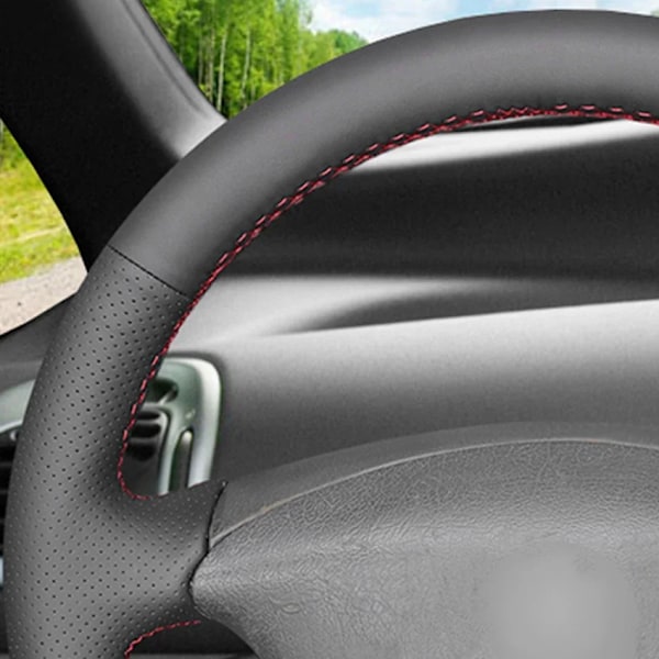 Svart PU konstläder rattöverdrag för Citroen Xsara Picasso Berlingo 2001-2010 C5 2001-2006 Peugeot Partner 2003-2008 Light Blue Marker