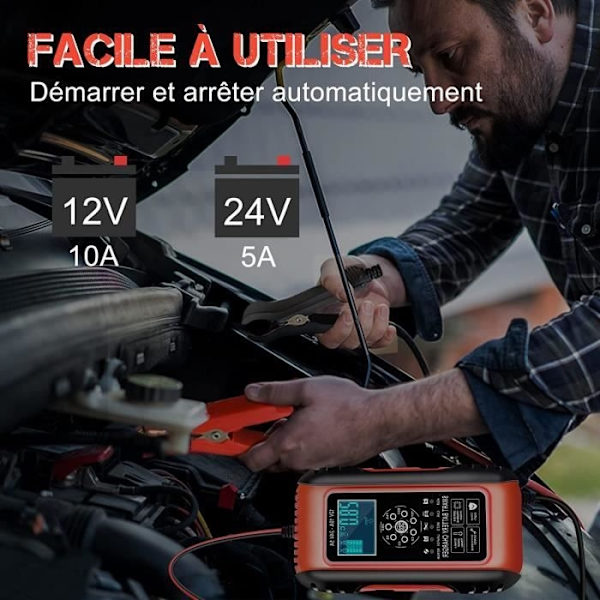 10A Intelligent Batteriladdare 12V-24V Bil Motorcykel Batteriladdare Automatisk Underhållare Med LCD-Display Fo[32]