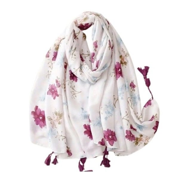 Polyester Pompom Sjal Halsduk för Dam 180 X 90 Cm 32674 VIOLET BLUE