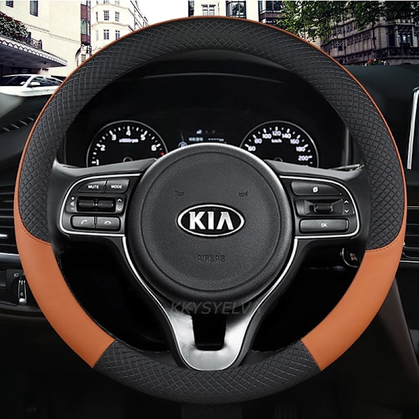 Mikrofiberläder rattöverdrag för bil 38cm 15\" för Kia Niro Niro EV SUV 2016 2017 2018 2019 2020 2021 biltillbehör Orange