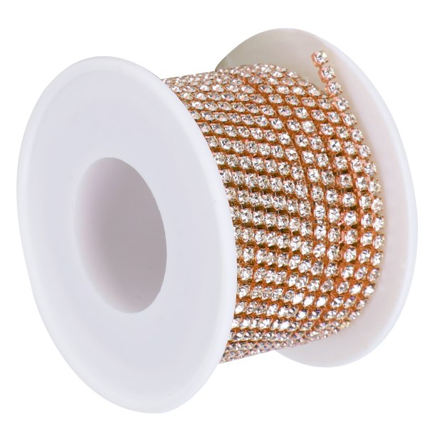 SS8‑2,5 mm 10 Yard kunstig diamantkæde DIY Home Craft Bryllupsdekorationskæde Rose Guld