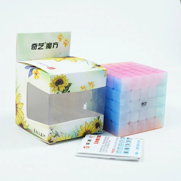 Jelly Color Magic Cube 2X2 3X3 4X4 5X5 Pyramid Nyckelring Speed Cube Pedagogisk Cubo Magico Pussel Leksak För Barn Present Maple leaf