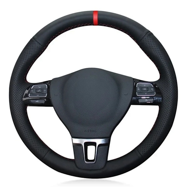 DIY svart mjuk konstläder rattöverdrag för Volkswagen VW Gol Tiguan Passat B7 Passat CC Touran Jetta MK6