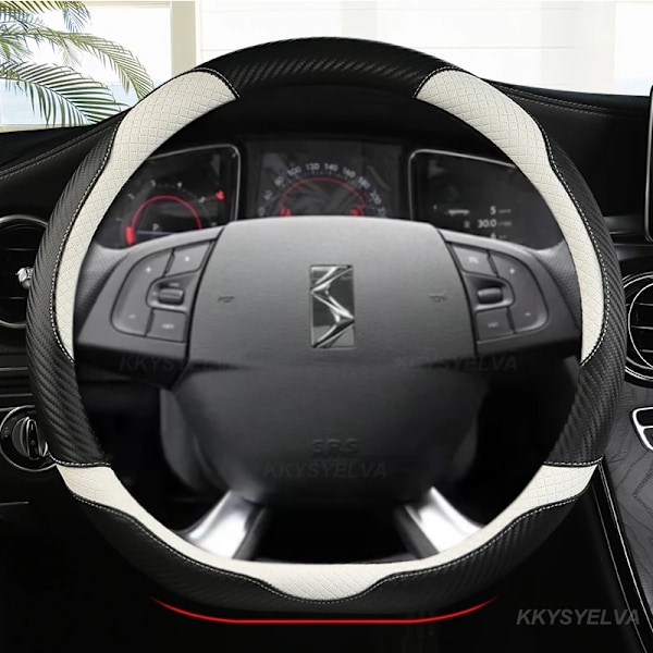 Rattskinnsöverdrag i kolfiberläder för Citroën DS3 DS4 DS5 DS5 DS 5LS DS6 DS7 DS9, D-formad, 38 cm, biltillbehör PINK
