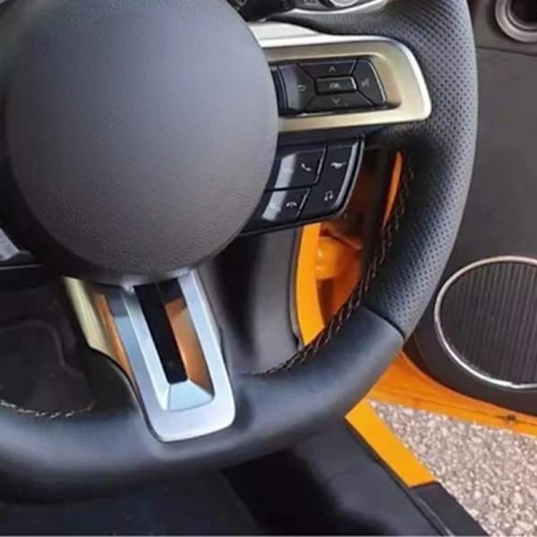 Svart konstläder rattöverdrag för Ford Mustang 2015-2019 / Mustang GT 2015-2019 biltillbehör