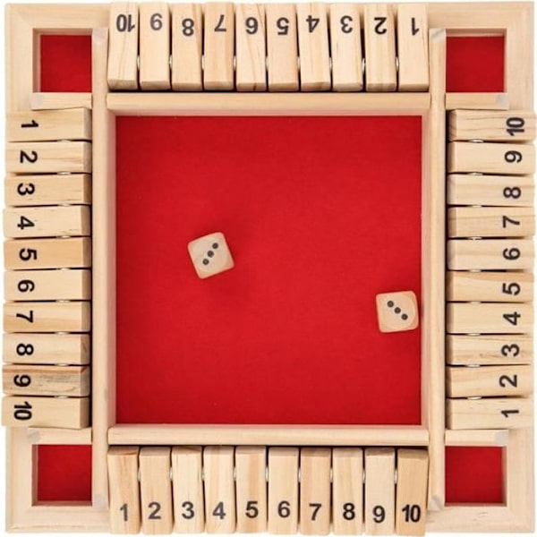 Tärningsspel - Ej.Life - Stäng Lådan - Trä - 4 Sidor - 2 Till 4 Spelare Red flannel