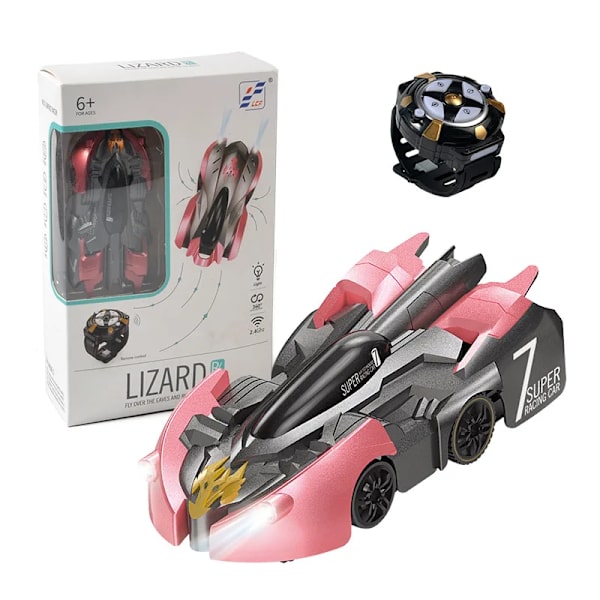 Klockstyrd bil 2.4g anti-gravitation väggklättring rc-bil 360 roterande stunt rc-bil anti-gravitation maskin automatiska leksaksbilar watch red1