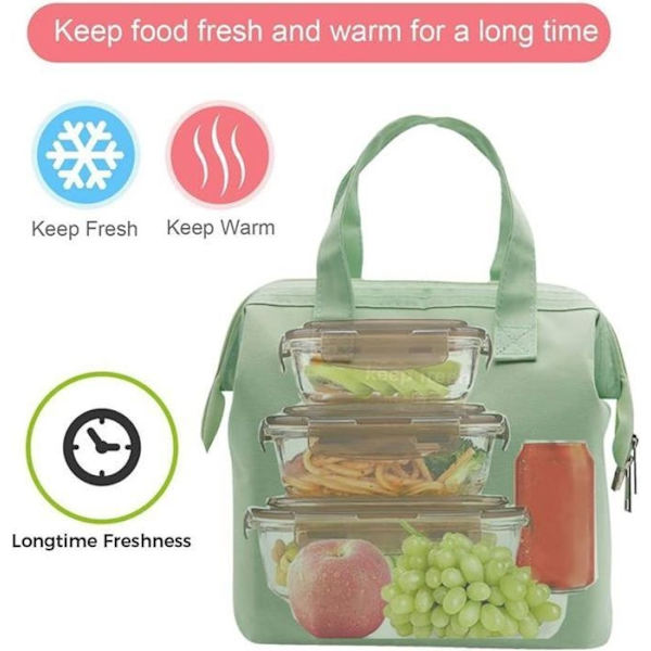 Enkel Isolerad Lunchväska Bento Kylväska Lunchväska För Matlåda För Picknick Arbete Vandring (Ljusgrön)