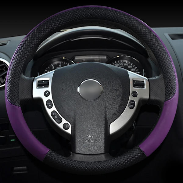 Läderrattöverdrag för Nissan Teana Qashqai Juke Primera Versa Almera Terrano Kicks March Murano 350Z Terrano NV200 Purple