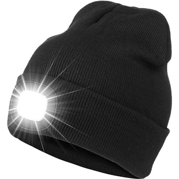 Kakoo Uppladdningsbar LED Stickad Mössa För Män Och Kvinnor - Svart - Vinter - Synlighet Och Säkerhet Black