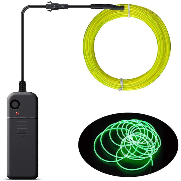 5m El-tråd El-kabel Neonljusbelysning Elektroluminescens Batteridriven Green