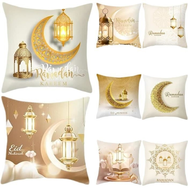 Kuddöverdrag - Eid Mubarak - 4 st - 45x45 cm - Polyester - Modern Inredning Bright colors