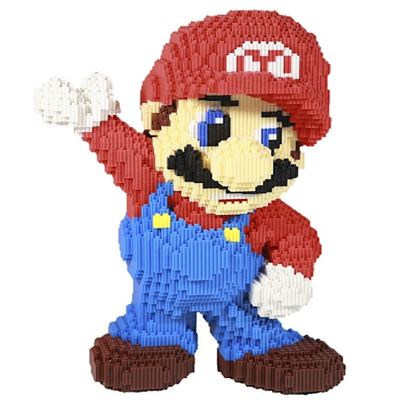 Röd superflygande ma bros modell mikrobyggstenar tegelstenar set tecknad anime figurer leksak för barn present C No Box