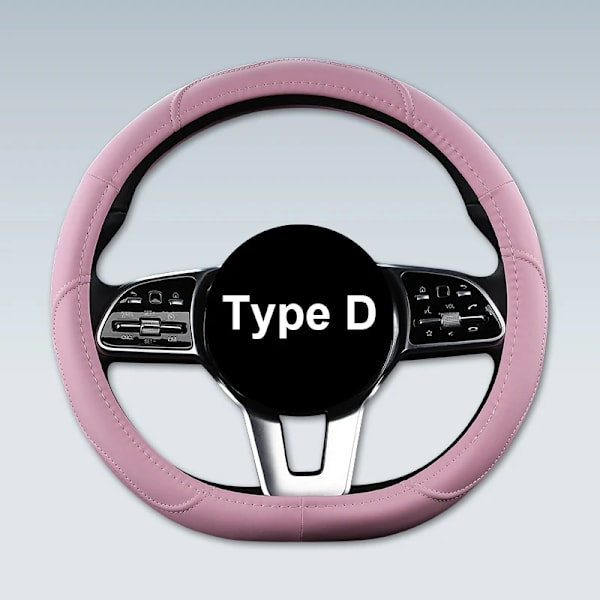 Motocovers bil anti-halk läder rattöverdrag universell bil ratt skyddande överdrag mode stil 38cm rosa Type D pink