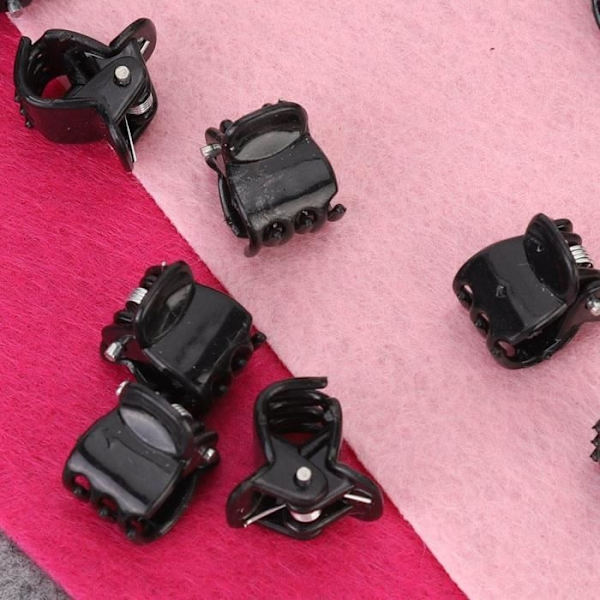 Estink Hårklämmor 100st Svarta Mini Plastklämmor Små Hårklämmor Kläder Accessoarer För