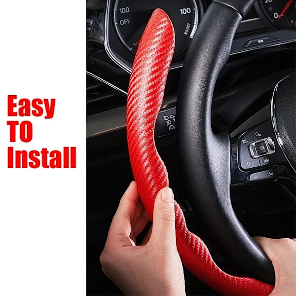 38 cm 1 par kolfiberlook universell vinterbils rattförstärkningsöverdrag halkfritt bilinteriördekoration tillbehör Fur-Red