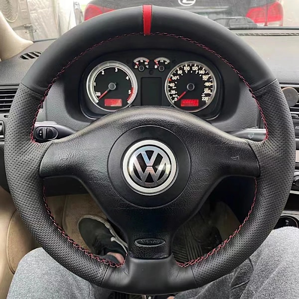 Skräddarsydd mikrofiberläder rattöverdrag för Seat Leon MK1 Volkswagen VW Golf 4 IV Passat B5 Variant Polo Skoda Fabia 1