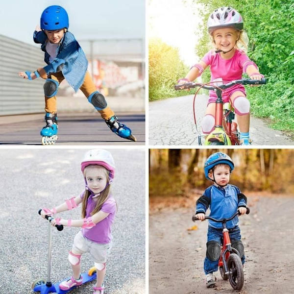 Rullskridskoskydd för barn, 6 st Knäskydd Armbågsskydd Armskydd och Handledsskydd, för rullskridskoåkning Cykel Skateboard s Pink