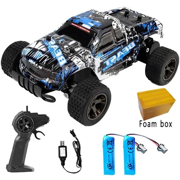 RC Monster Truck Hög Hastighet Off-Road Crawler Drift Radiostyrd Buggy 1/20 Skala Rally Fjärrstyrd Bil Leksaker för Pojkar Blue 2 Battery