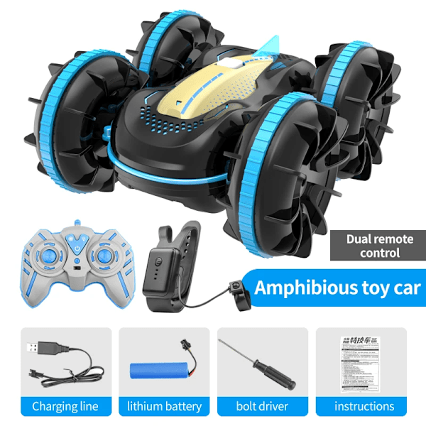 RC-bil leksaker för barn fjärrstyrd bil leksaker för pojkar 4WD amfibisk klättring stuntbilar gestinduktion elektrisk bil WLtoys Blue Package 2