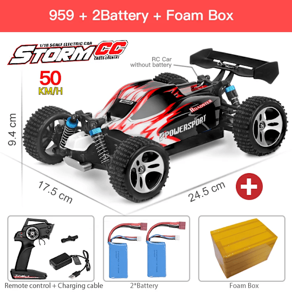 Wltoys a959-b a959 959-a RC-bil 1:18 2.4GHz 4WD Rally Racing Bil 70km/h Hög Hastighet Fordon RC Racing Bil för Barn Vuxna 959 2B 50Kmh