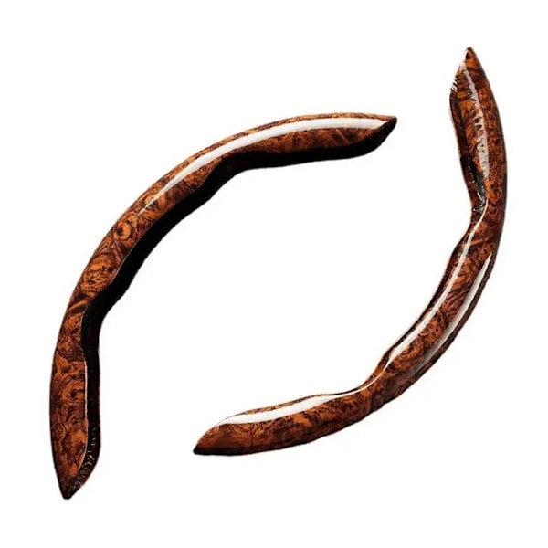 1 par rattöverdrag för bil, halkfritt läder, 38 cm, 15 tum, universellt, träimitation, rattförstärkare, skyddande överdrag Synthetic Fiber(.239)