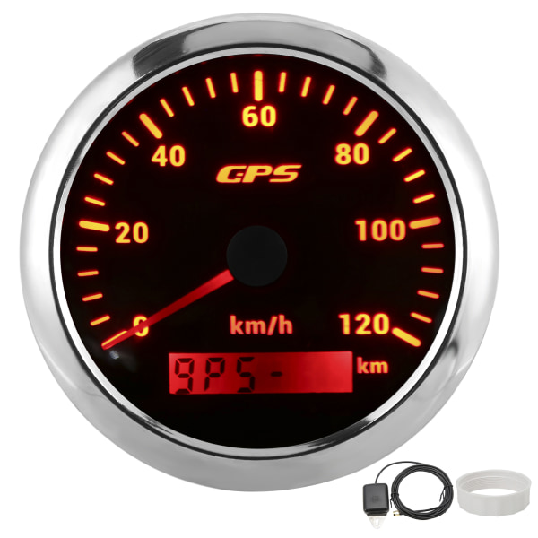 85mm Marine Auto GPS Speedometer 120KM/H Hastighed Kilometertæller med 7 Farve Baggrundsbelysning til Bilbåd RV YachtSort