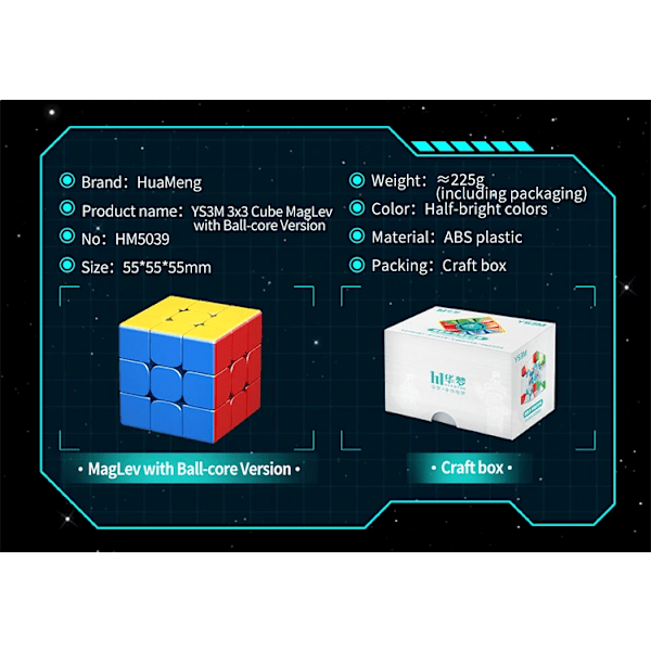 [Picube] Huameng Ys3M Världsrekordsdesign 3X3X3 Core Magnetisk Kub Professionell Speed 3X3 Kub Kubpussel Leksaker MagLev BallCore Ver.