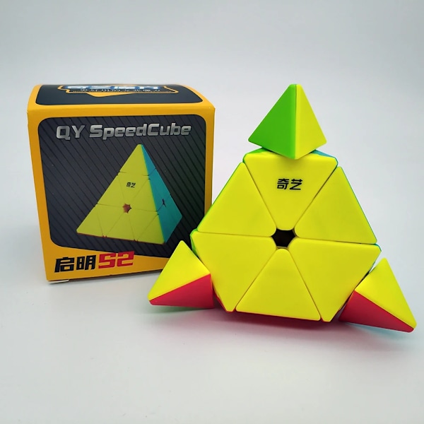 Qiming S2 Pyramid 3X3 Magic Cube Professionell Cubos Magicos Leksaker för Barn Höghastighets Kub Pussel Leksak 2x2 Pyramid