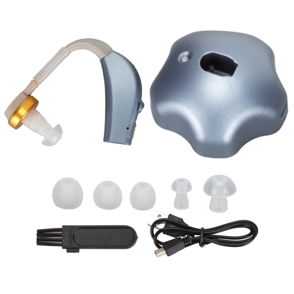 Ljudförstärkare Bärbar uppladdningsbar hörselförstärkare med ratttyp Ljudkontroll för seniorerBlå