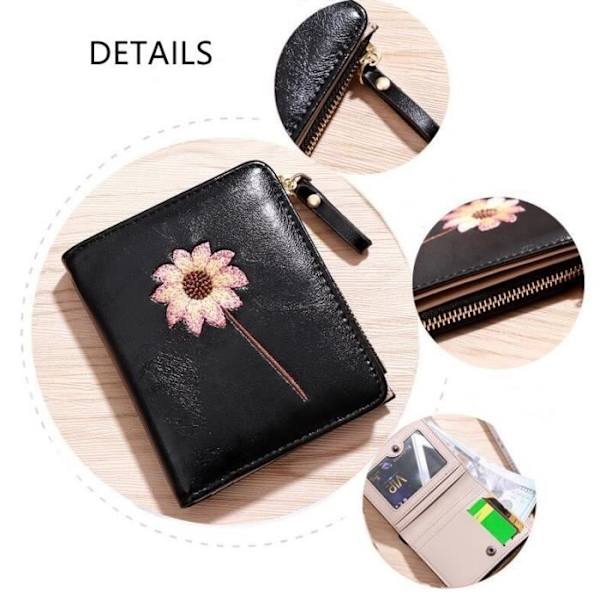 Plånbok - Flera Fack - PU-läder - Svart - Med Dragkedja - 9X11,5X1,5Cm Black