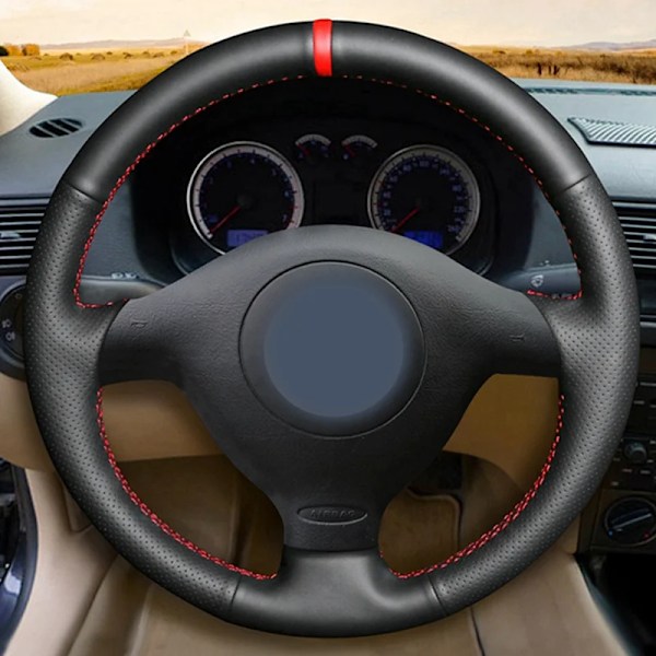 Skräddarsydda rattöverdrag i flätad läder för Volkswagen VW Golf 4 Passat B5 1996-2003 Seat Leon 1999-2004 Polo Red