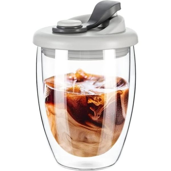 Azwix Dubbelväggig Glasmugg 350ml Kaffekopp Med Silikonlock För Kaffe Mjölk För Resor Och Utomhusbruk