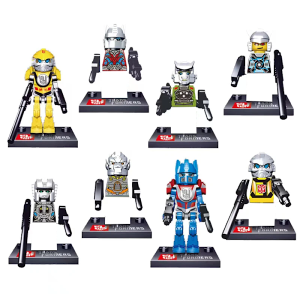 8-pack Deformationsrobotar Actionfigurer Byggklossar Set Transformerbilar Klossleksak för Barn Födelsedagspresenter för Pojkar 8pcs