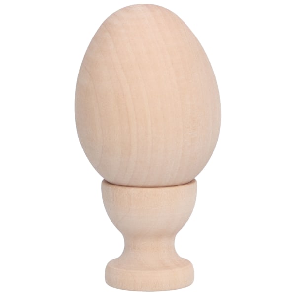 Tre påskeegg Umalt tre falskt kunstig egg med eggekoppholder for DIY-dekorasjonshåndverkBurlywood eggform