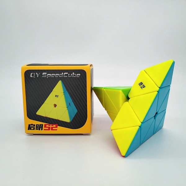 Qiming S2 Pyramid 3X3 Magic Cube Professionell Cubos Magicos Leksaker för Barn Höghastighets Kub Pussel Leksak 2x2 Pyramid