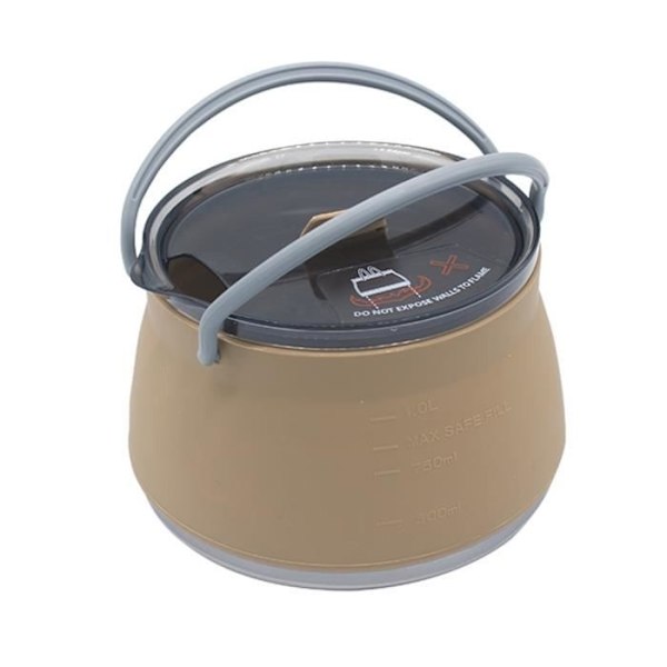 Spis, Bärbar Silikon Hopfällbar Vattenkokare För Utomhuscamping, Öppen Eld, Kaffe- Och Tekokare, Mini - Khaki[B5513]