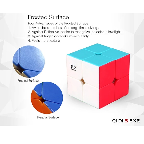 Qidi 2X2 Speed Magic Cube Puzzle Svart Stickerless 2X2X2 Kuber Mini 51Mm Abs Professionellt Pussel Lärleksaker Spelgåva Black