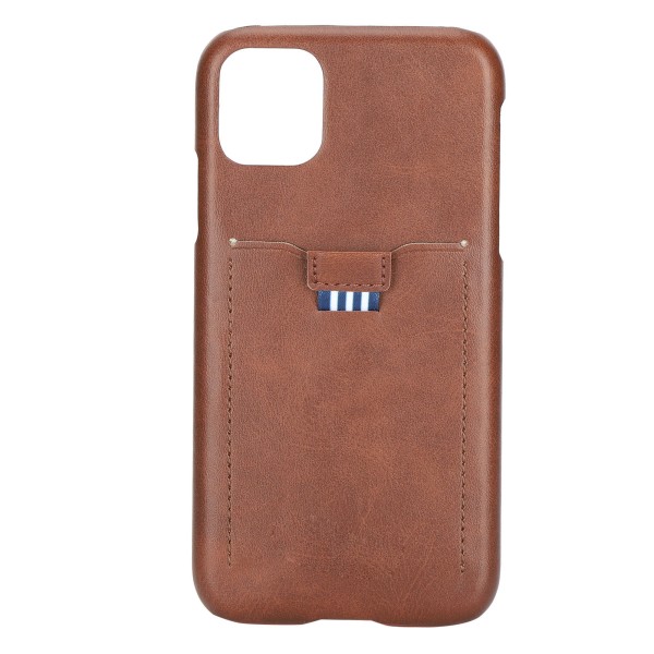 Slankt PU-læder Textute Card Slot Holder Telefon Taske til Iphone 11 Pro 5,8 tommer Cover Cover Brun