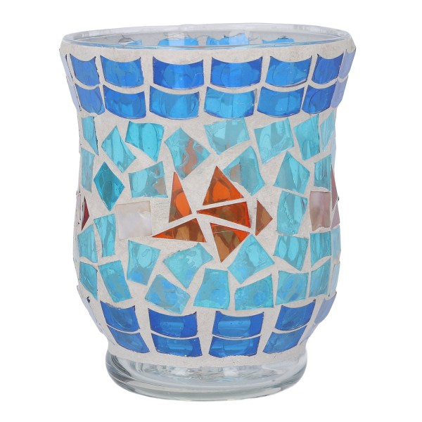 Mosaikljusstake Europeisk stil Handgjord blå glasljusstake för restaurangbar