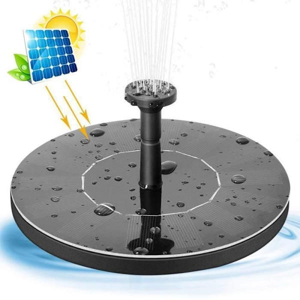 1.4W Solcellsdriven fontänpump med 6 munstycksstilar, dränkbar vattenpump för fågelbad damm