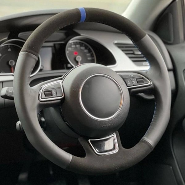 Rattskinnsöverdrag för ratt till Audi A1 A3 A4 2015-2016 A7 2012-2018 S7 2013-2018 RS7 2014-2015 i mockaläder, biltillbehör Style 2