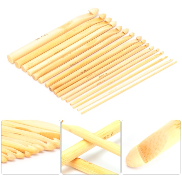 16 stk bambus hæklenåle strikkepinde væveværktøj tilbehør til begyndere