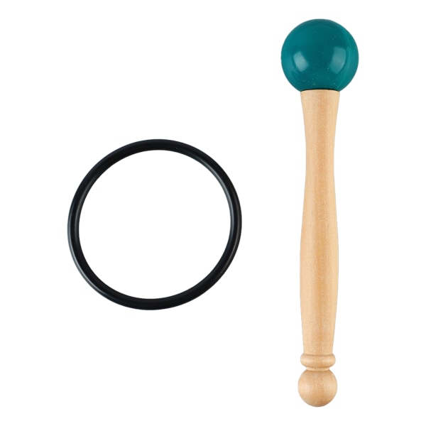 Syngeskål Mallet Træhåndtag Gummihoved Klar Smuk Sound Percussion Stick med Gummiring Grøn