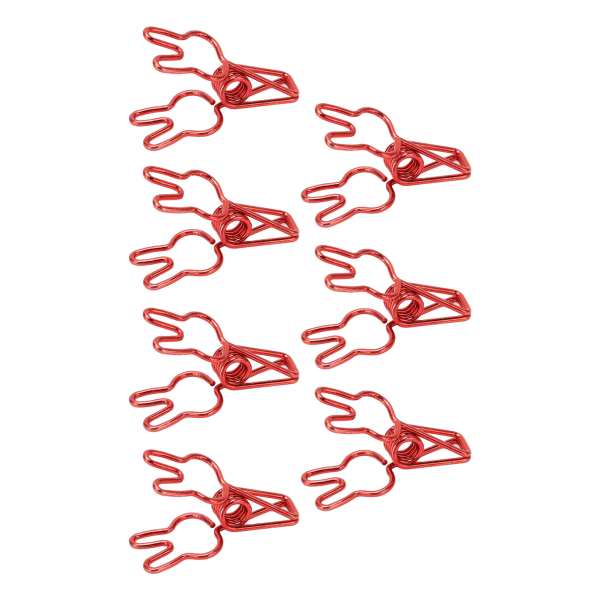 100 st Pärmklämmor Söt kaninform Stark klämkraft Metall ihåliga minipärmklämmor Pappersklämmor för kontorsdokument Röd