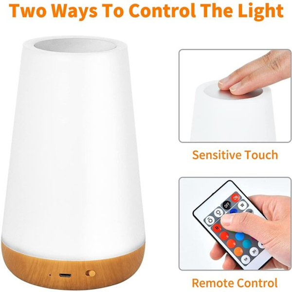 Sänglampa Rgb Nattlampa Med Fjärrkontroll, Dimbar Touchlampa, Usb-driven Nattlampa, 13 Proxy-dokument