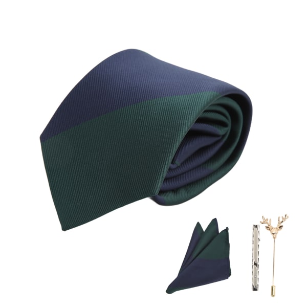 Slipset för män set klassiskt randigt män slips med näsduk Knytklämma Brosch för bröllopsfestföretag